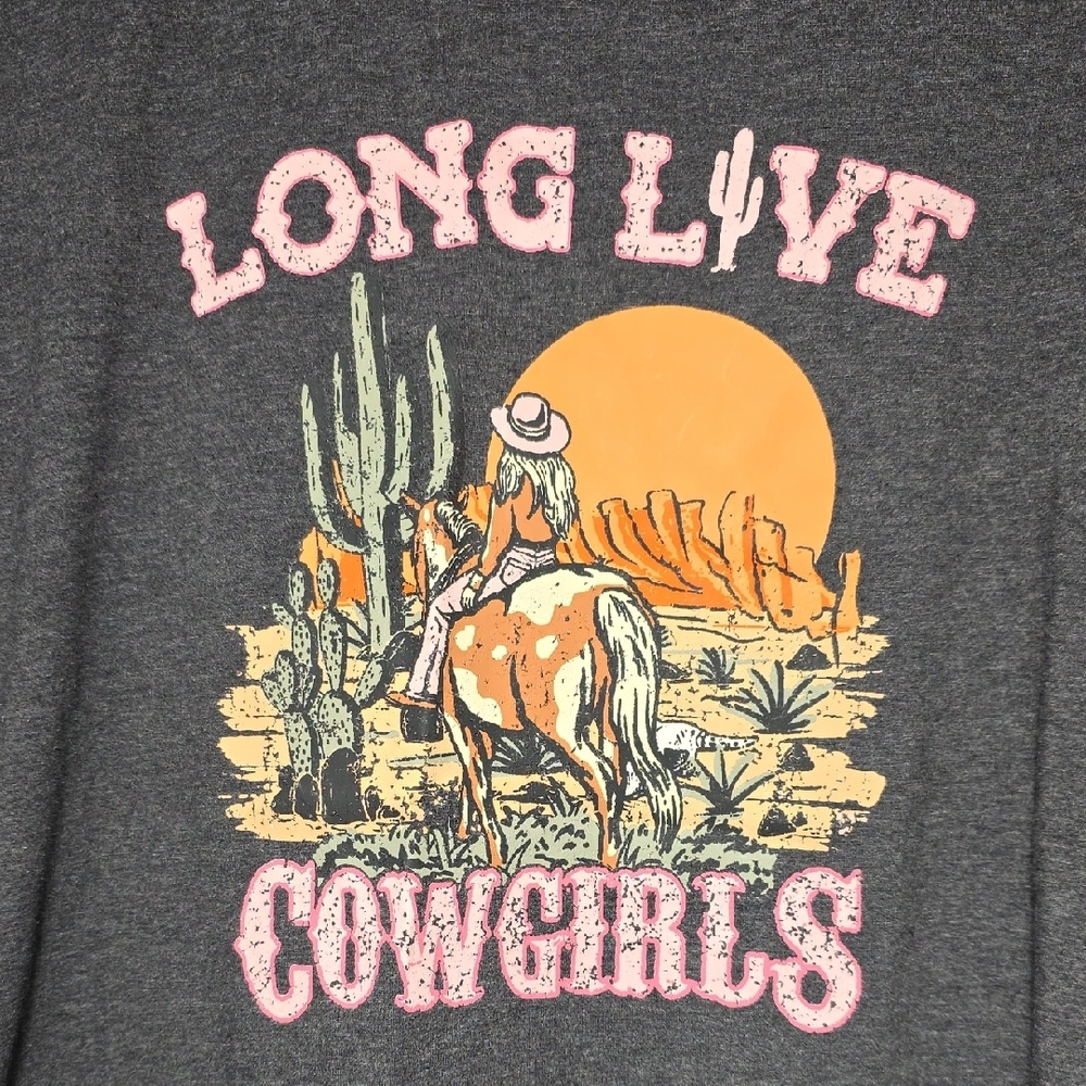 SHEIN Dark Gray 'Long Live Cowgirls' Oversized Graphic Tee - Picture 3 of 5
